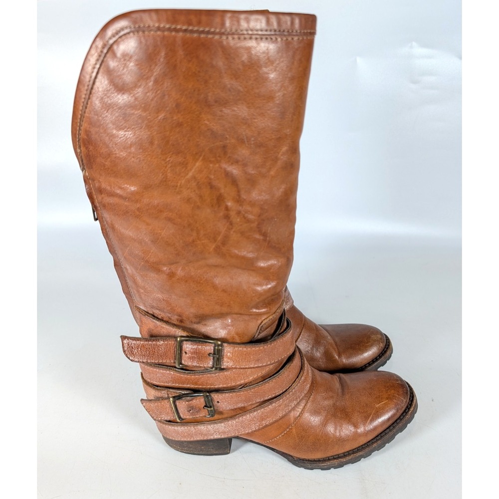 Freebird By Steven Women's Dillon Cognac Leather Buckle Tall boots Size US 6